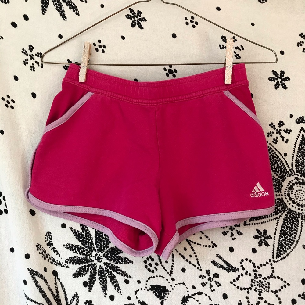 Adidas pink cotton athletic shorts